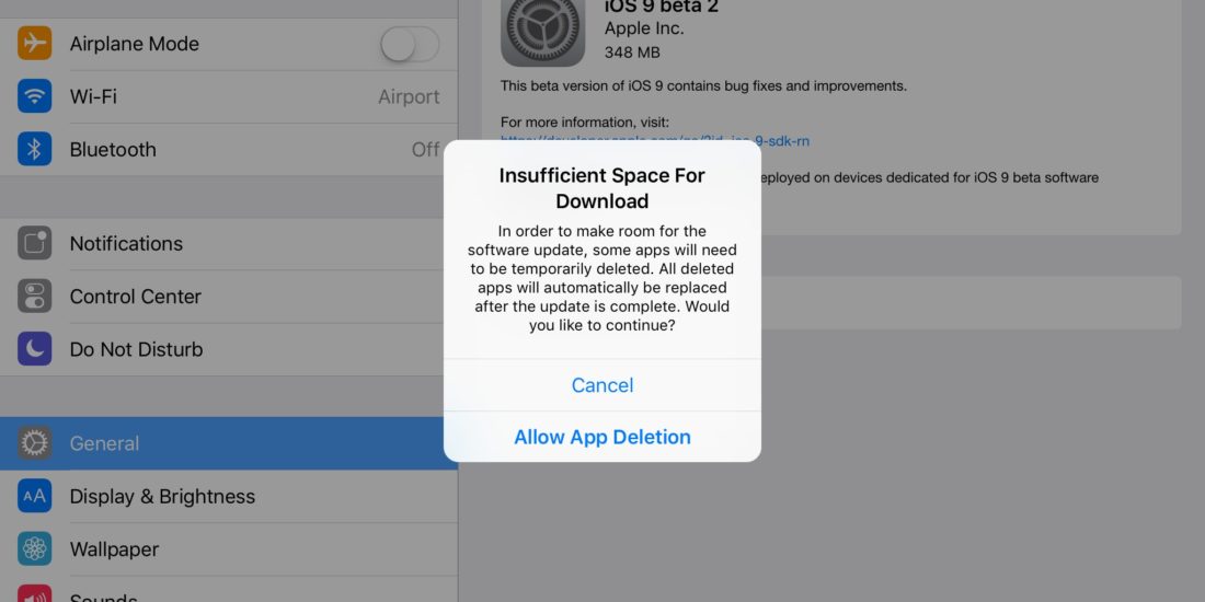 iOS 9 insufficient space