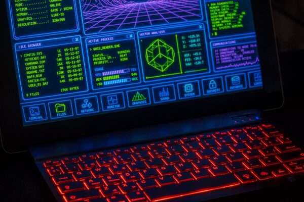 threat intelligence security https://www.pexels.com/photo/futuristic-interface-on-laptop-with-neon-keyboard-38117127/