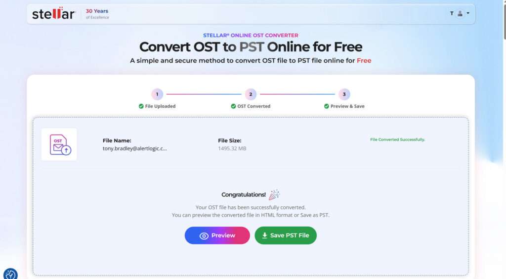 Stellar Data OST to PST Converter